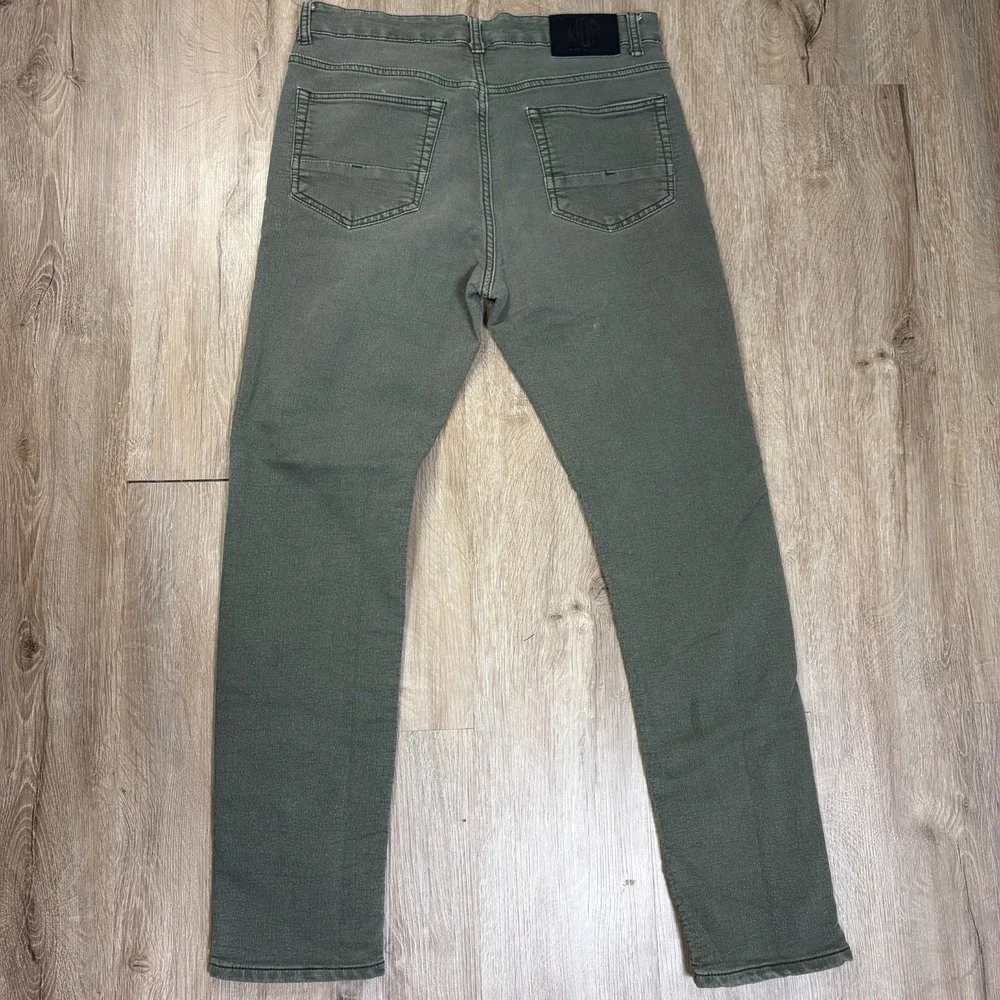 Vintage Genes Black Mens Skinny Jeans 32x32 Green Gray Tapered Stretch